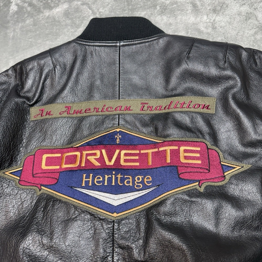 Vintage Reed Leather Corvette Heritage Jacket Men's 40 Black Bomber Embroidered - Picture 8 of 10
